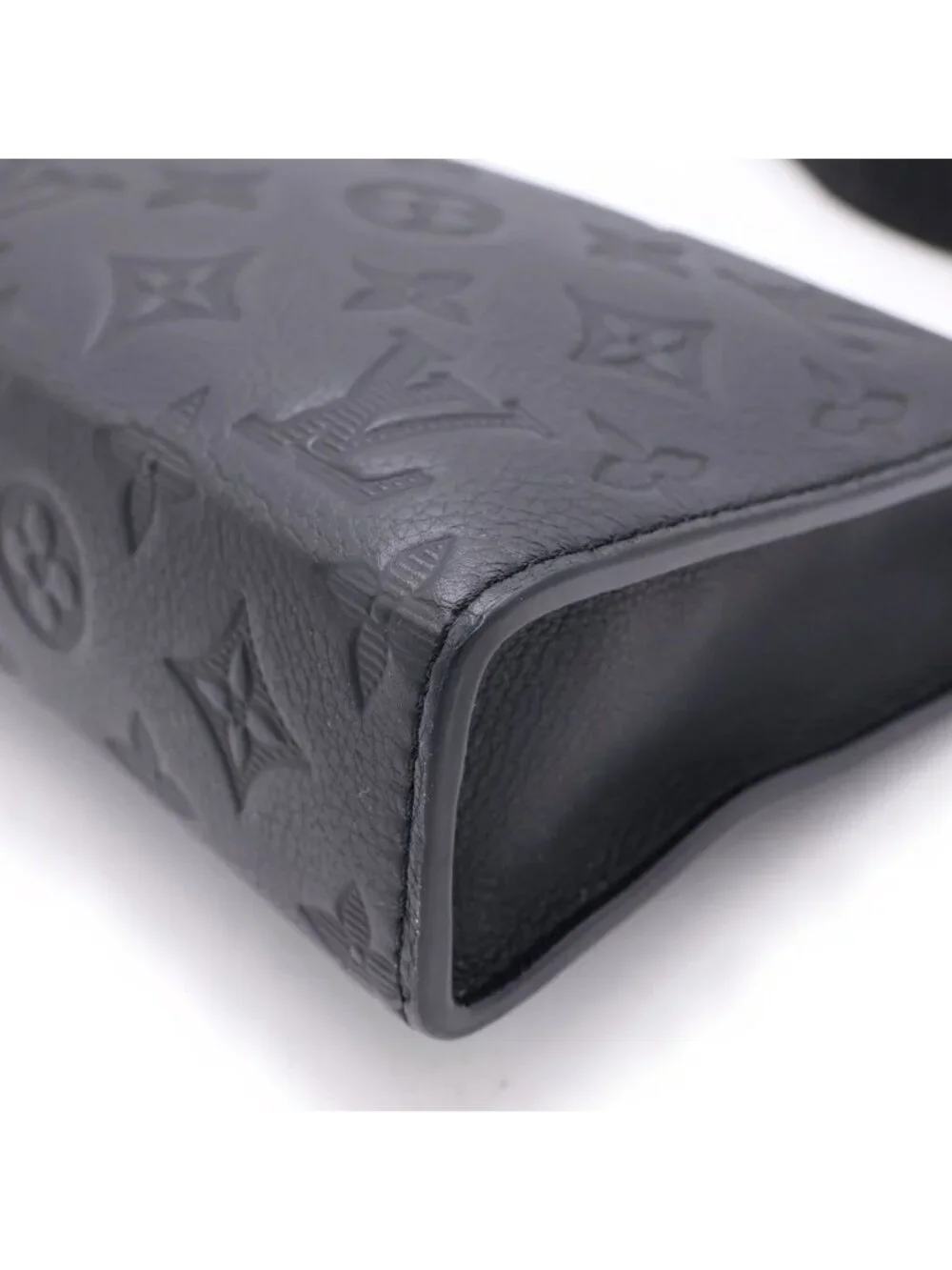 Louis Vuitton Gaston Wear Blue Wallet Shoulder Back Monogram Shadow Leather Noir